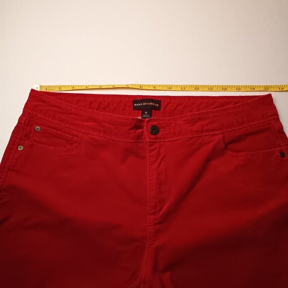 Dana Buchman Red Velvet Jeans Size 14 High Rise Straight Leg - Picture 6 of 9